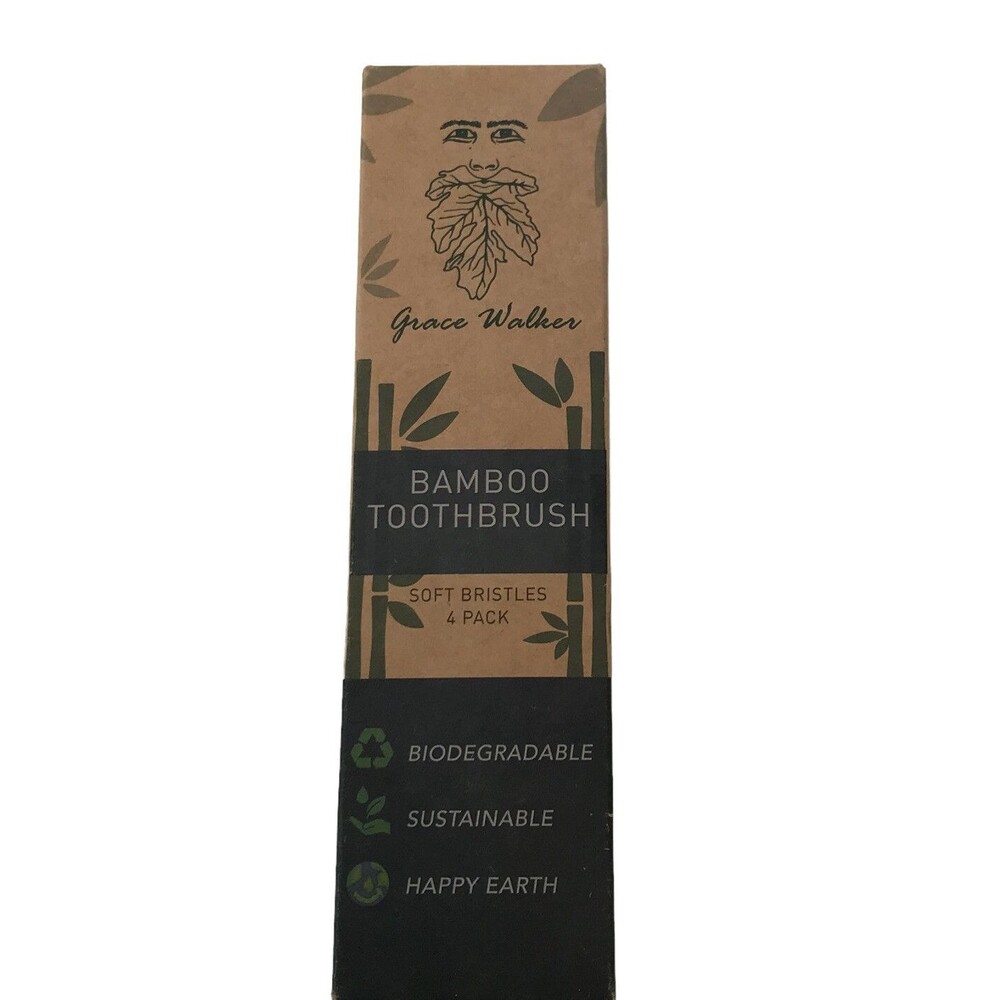 Grace Walker Bamboo Toothbrush Soft Bristles 4 Pack Biodegradable Sustainable